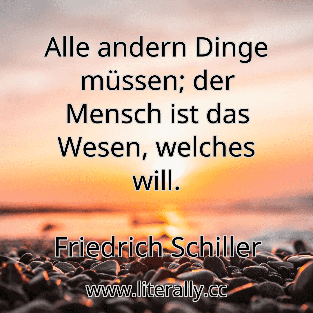 Alle andern Dinge müssen; der Mensch ist das Wesen, welches will.
Friedrich Schiller
