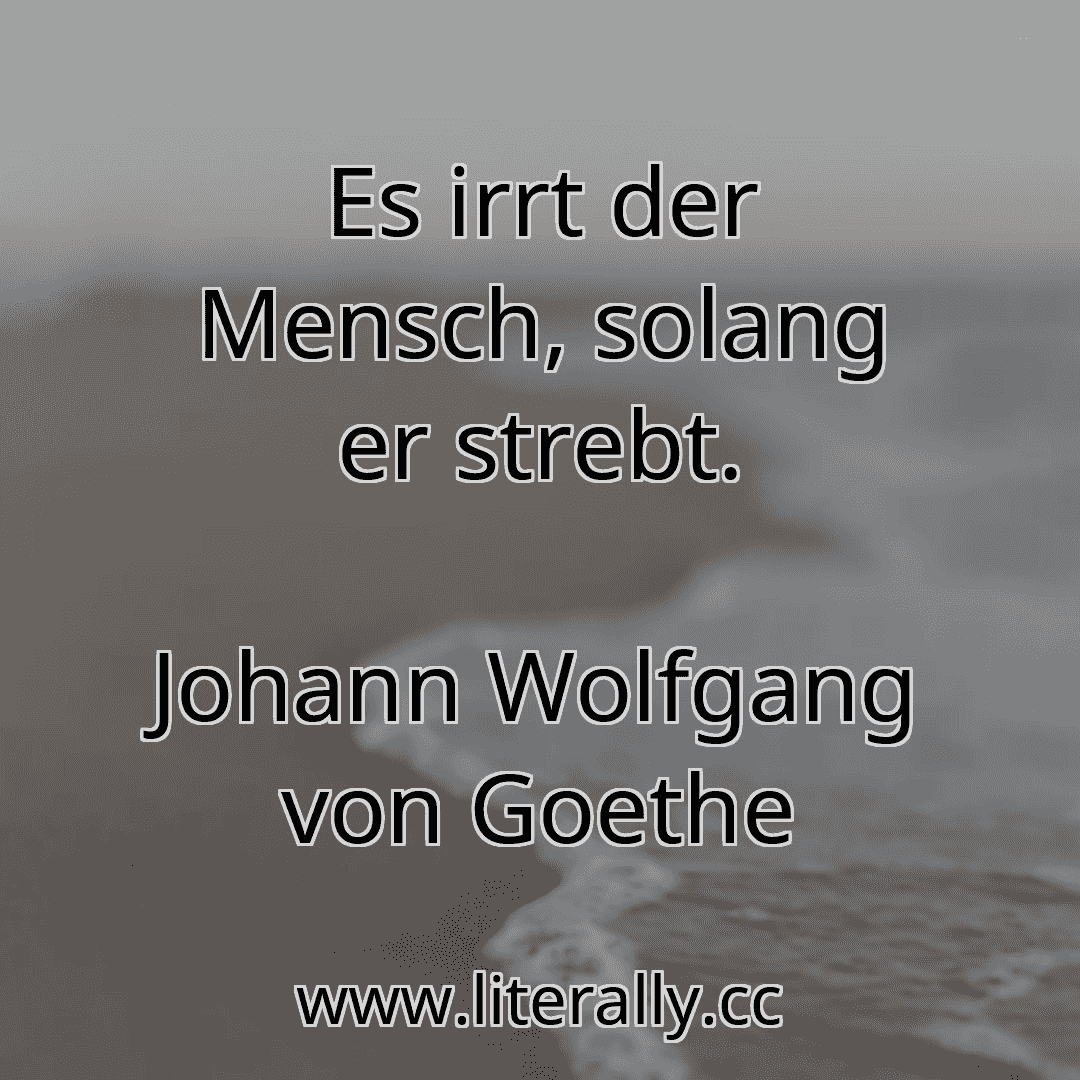 Es irrt der Mensch, solang er strebt.
Johann Wolfgang von Goethe
