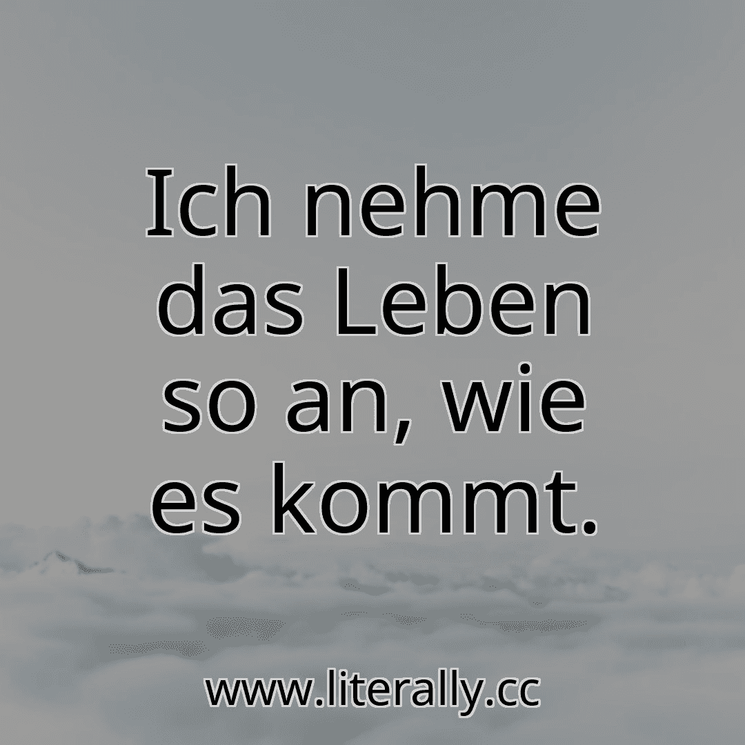 Ich nehme das Leben so an, wie es kommt.
