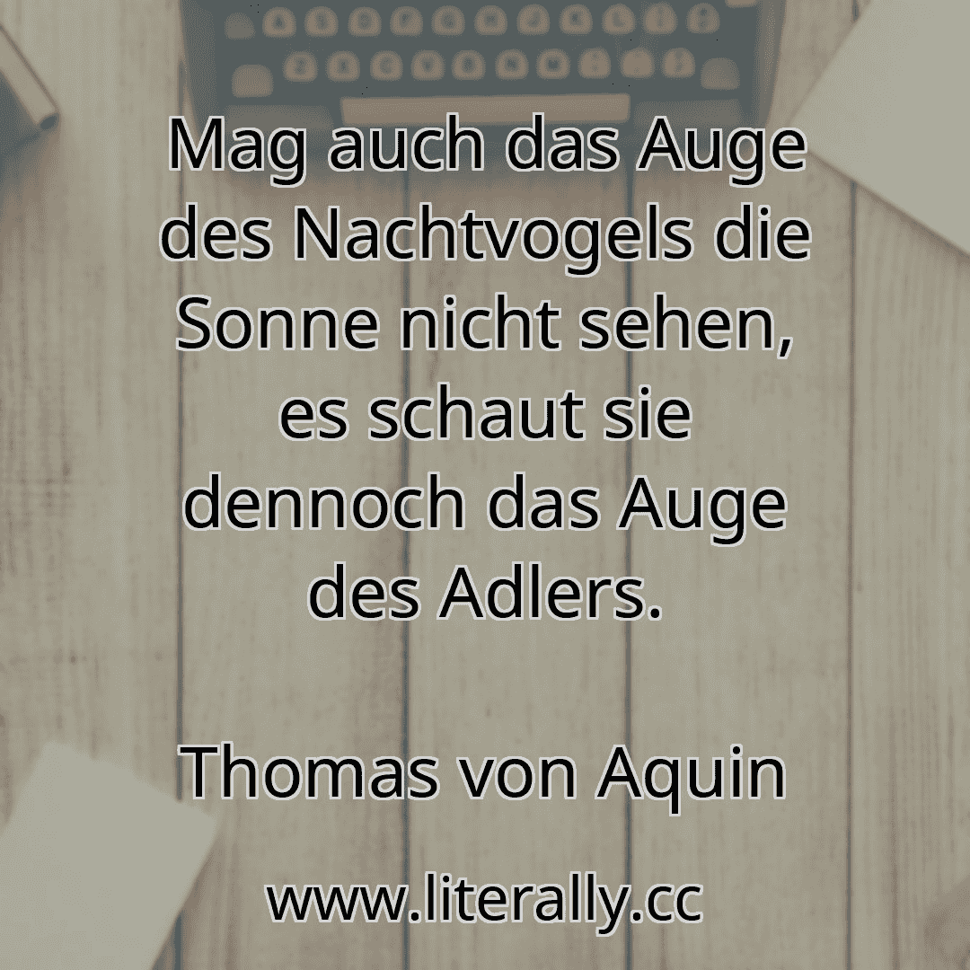 Mag auch das Auge des Nachtvogels die Sonne nicht sehen, es schaut sie dennoch das Auge des Adlers.
Thomas von Aquin

