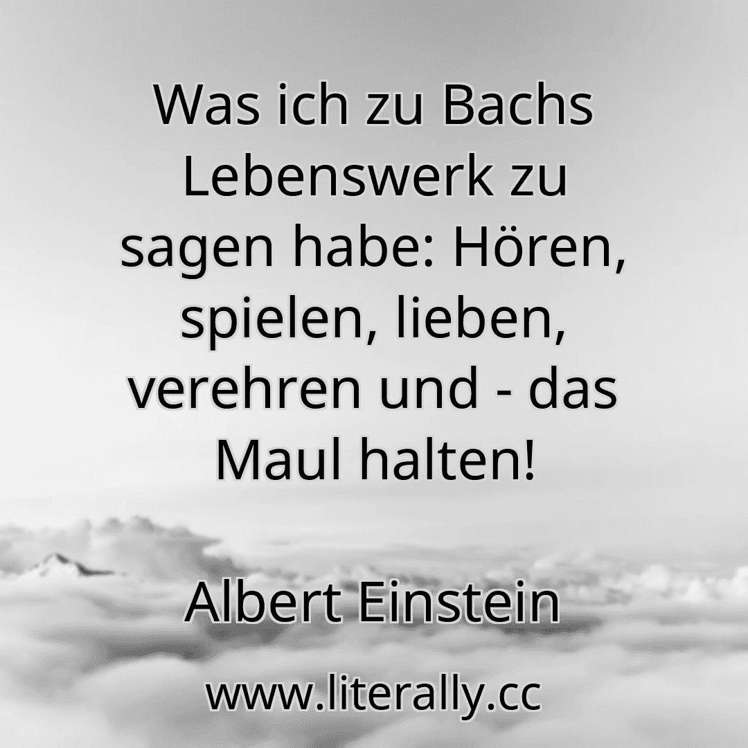 Was ich zu Bachs Lebenswerk zu sagen habe: Hören, spielen, lieben, verehren und - das Maul halten!
Albert Einstein
