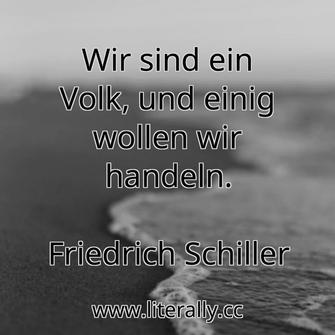 Wir sind ein Volk, und einig wollen wir handeln.
Friedrich Schiller
