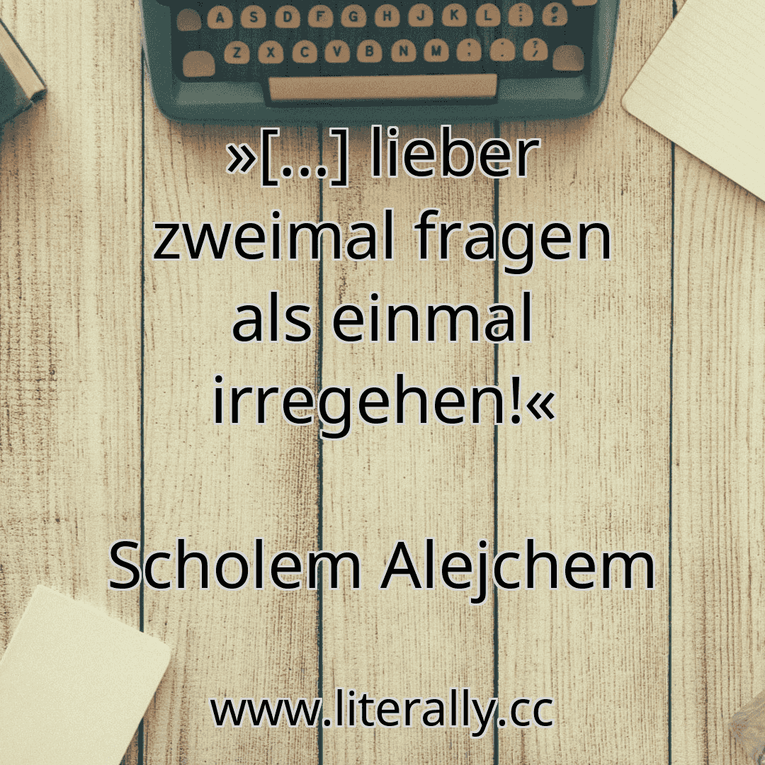»[...] lieber zweimal fragen als einmal irregehen!«
Scholem Alejchem

