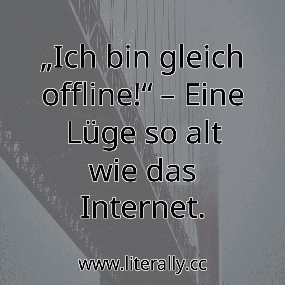 „Ich bin gleich offline!“ – Eine Lüge so alt wie das Internet.
