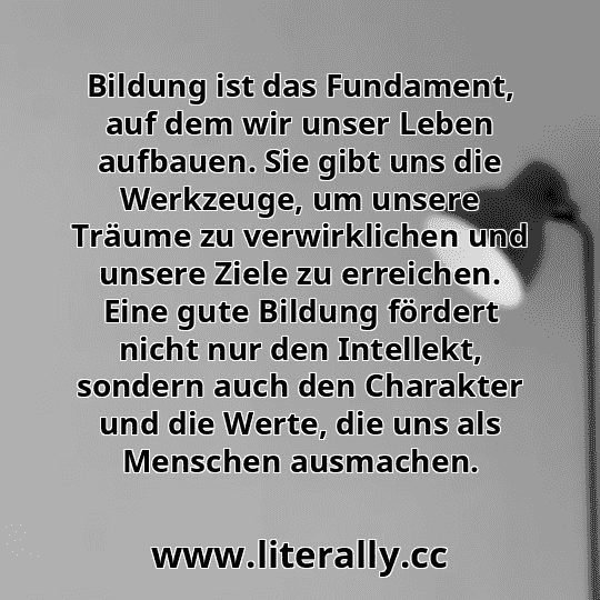 Bildung ist das Fundament, auf dem wir unser Leben aufbauen. Sie gibt uns die Werkzeuge, um unsere Träume zu verwirklichen und unsere Ziele zu erreichen. Eine gute Bildung fördert nicht nur den Intellekt, sondern auch den Charakter und die Werte, die uns als Menschen ausmachen.
