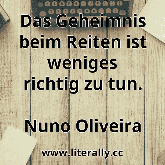 Das Geheimnis beim Reiten ist weniges richtig zu tun.
Nuno Oliveira
