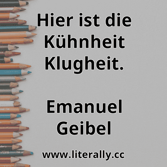 Hier ist die Kühnheit Klugheit.
Emanuel Geibel
