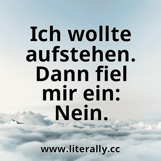 Ich wollte aufstehen. Dann fiel mir ein: Nein.
